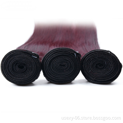 Cheap Price Raw Indian Hair Weave Color 1b/99j Hair Extensions Raw Virgin Human Hair Bundles With Closure